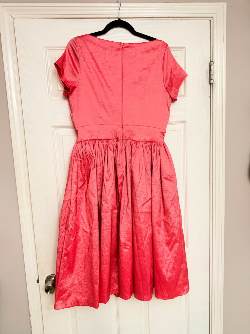 Pinup Couture Shimmery Coral Fit-and-Flare Party Dress - Picture 3 of 4